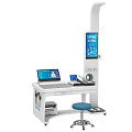 Medical Testing Equipment Workstation With Display Screen Laptop Circular Device And Stool 3d model