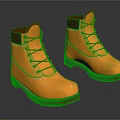 Orange Outdoor Work Boots With Brown Collar Laces And Thick Rubber Sole Design