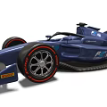 Blue F1 Race Car With Sleek Aerodynamic Body And Large Wheels