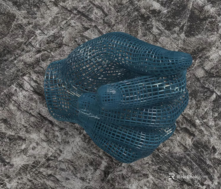 Blue Mesh Hand Shaped Decorative Ornament Set For Modern Stylish Decor 3d model 