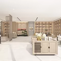 Tea Cabinet Tea Booth New Chinese Style Log Partition Tea Table Screen Partition Green Plant Landscape 3d model