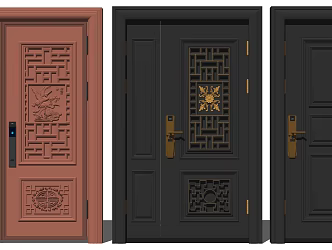 New Chinese style security door entry unit door security door 3d model