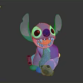 Blue Stitch Stuffed Toy With Purple Ears Big Eyes And Sharp Teeth