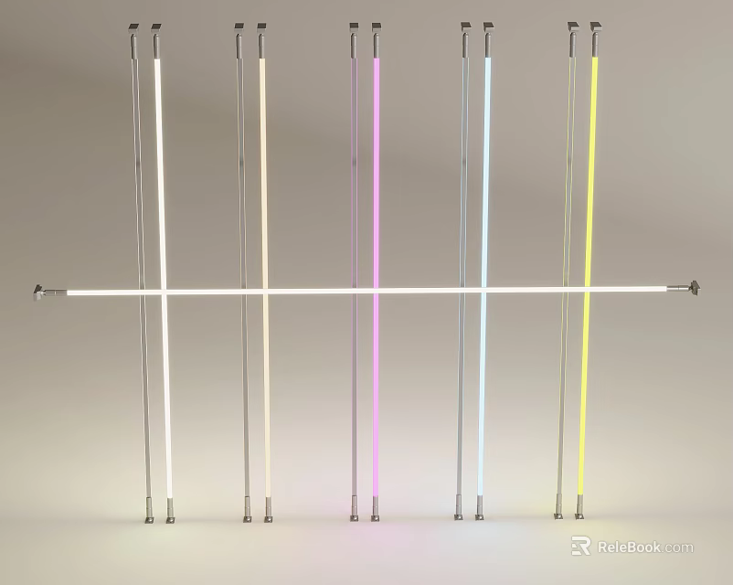 Colorful LED Light Tubes In Various Hues Arranged For Decorative Use 3d model 