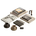 Stylish Books Magazines With Coffee Cups Notebook Pencils And Candle
