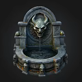 Ornate Gothic Stone Fountain Design With Demon Head And Skulls