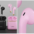 Modern Wireless Earbuds With Black Pink Charging Case Stylish And Ergonomic Design