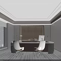 Modern Office Interior Design With Wooden Walls Bookshelves Sofa And Armchairs
