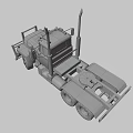 Vintage Industrial Truck With Front Guard Dual Exhaust Pipes And Orange Stripes