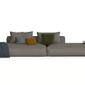Gray Sectional Sofa With Colorful Throw Pillows Knit Blanket And Side Table 3d model