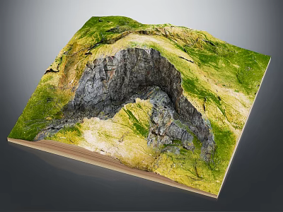 3D Garden Landscape Design In Open Book With Realistic Grass And Rocky Terrain 3d model