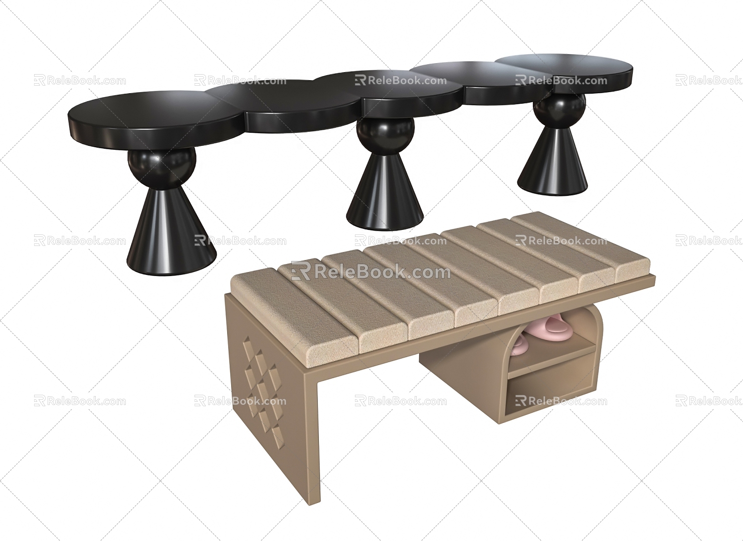 Middle Style Shoe Changing Stool 3d model