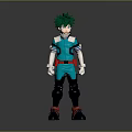 Anime Hero Character With Green Hair And Creature Inspired Costume Design Elements