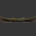 Vintage Wooden Boat With Aged Brown Hull Green Trim And Wooden Seats