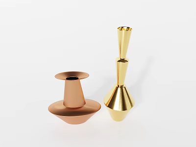 Modern Stylish Decorative Ornament Set With Copper And Gold Metal Home Decor 3d model