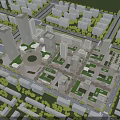 Aerial View Urban Planning with Tall Buildings Green Areas and Street Layout