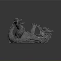 Silver Dragon Game Movie Character With Intricate Scales Horns Claws And Tail