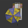 Shanity Brand Street Food Cart With Yellow Blue Umbrella And Transparent
