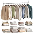 Stylish Clothes Wardrobe Display With Hanging Dresses Folded Coats Handbags And Shoes
