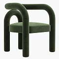 Modern Upholstered Leisure Chair with Curved Arms Available in Red Green Gray Blue Colors