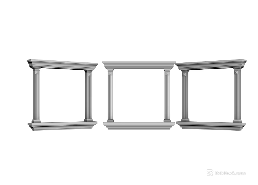 Three Gray Metal Hardware Frames Ideal for Home Construction and Renovation Projects 3d model 