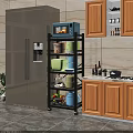 Modern Bathroom Cabinet Rack With Metal Frame And Multi Layer Storage Design 3d model