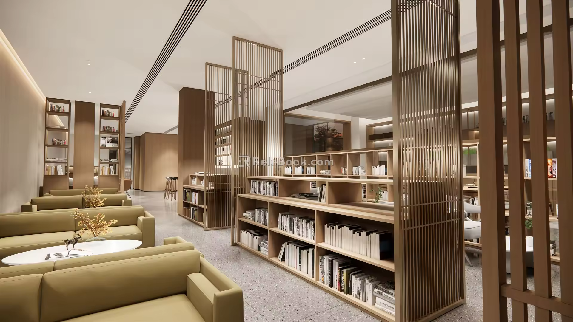 Nordic Book Bar Library 3d model