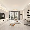 Modern Living Dining Room Design With Open Layout White Furniture Wall Art And Green Plant