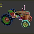 Vintage Red Agricultural Functional Vehicle With Large Wheels And Classic Tractor Design