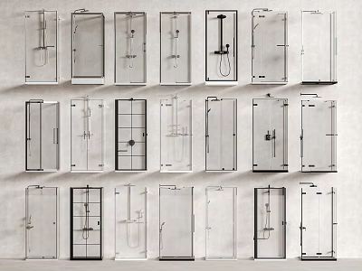 Modern Shower Sauna Designs Featuring Various Styles And Glass Enclosures 3d model