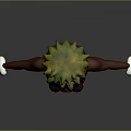 Anthropomorphic Creature With Brown Body Green Leafy Top Striped Pants White Gloves And Angry Expression