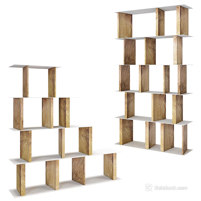 Modern Wooden Open Shelving Unit With Multi Tier Storage And Display For Home Decor 3d model 