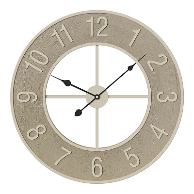 Classic Round Wall Clock with Neutral Frame Numeral Markings and Black Hands 3d model
