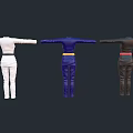 Three Colored Karate Uniforms Black Blue White With Red Yellow Black Belts