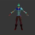 3D Fantasy Character Creature in Blue Silver Armor With Helmet and Standing Pose