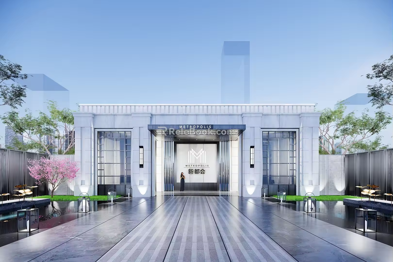 Modern Sales Office Building Display Area Gate 3d model