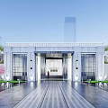 Modern Sales Office Building Display Area Gate 3d model