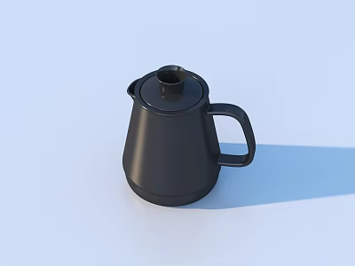 Modern Black Kettle With Handle Lid And Minimalist Matte Design 3d model
