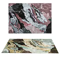 Modern Abstract Square Rug With Artistic Patterns And Pink Black Gray Tones