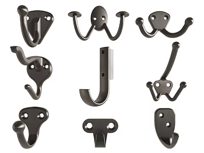 Assorted Metal Decorative Hooks with Different Shapes for Home Wall Hanging 3d model