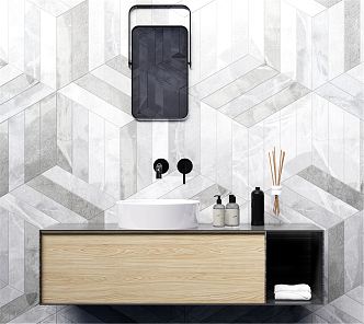 Modern wash basin wash basin bathroom cabinet mirror 3d model