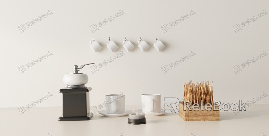 Modern coffee cup ornaments combination model