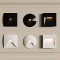 Modern Wall Lamps With Geometric Shapes In Black And White Mounted On Beige Panel