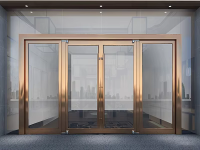 Contemporary Glass Entrance Door Featuring Metal Frame And Double Glass Panels 3d model