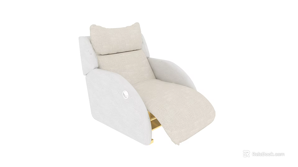 Light Beige Fabric Massage Chair With Ergonomic Design And Padded Armrests 3d model 