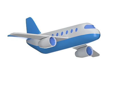 Blue And White Toy Airplane Model With Wings Engine And Windows 3d model