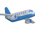 Blue And White Toy Airplane Model With Wings Engine And Windows 3d model