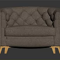 Luxury Modern Light Brown Armchair With Tufted Diamond Pattern Curved Armrests And Gold Metal Legs