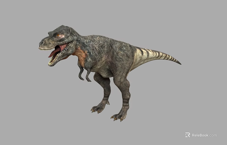 Detailed Tyrannosaurus Rex Dinosaur Figure With Open Jaw And Textured Skin 3d model 