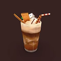 Iced Coffee Milkshake With Ice Cream Scoop Striped Straws Chocolate Bars And Mint Leaf